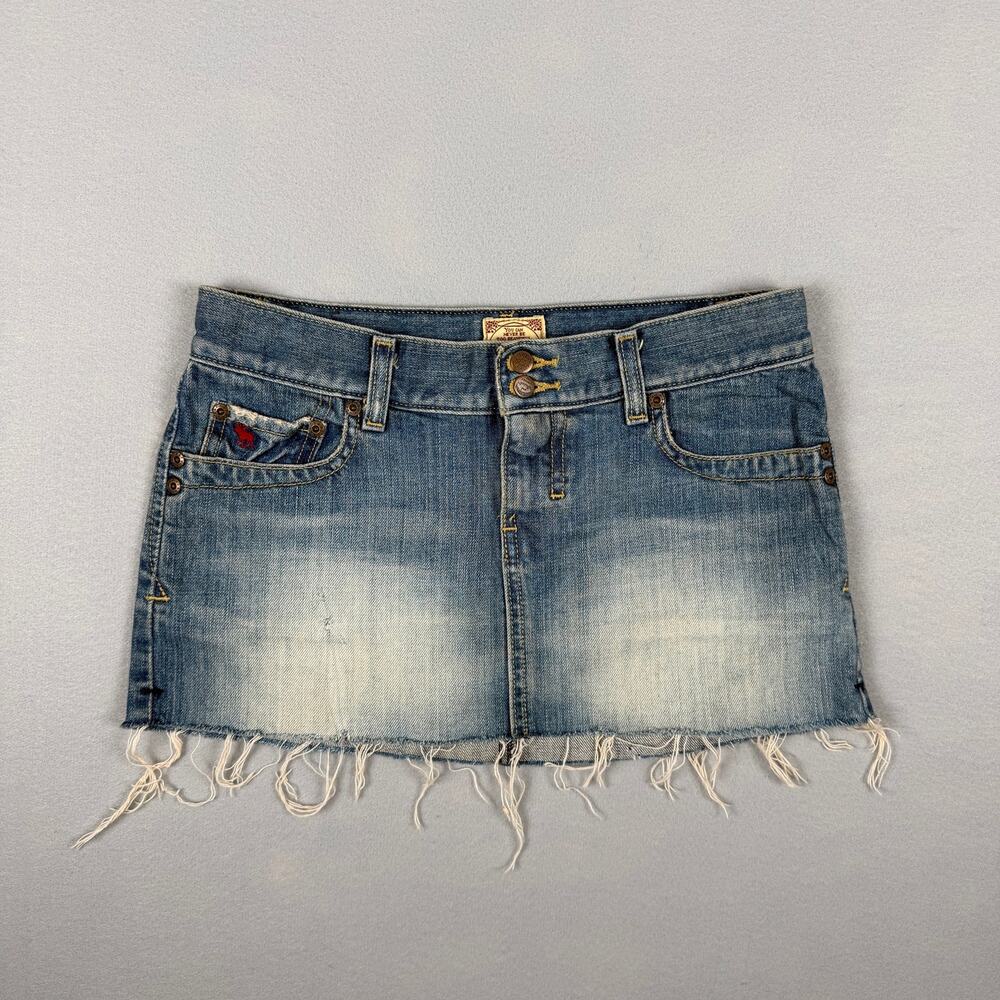 Vintage Y2K Abercrombie denim micro-mini skirt distressed women’s 00